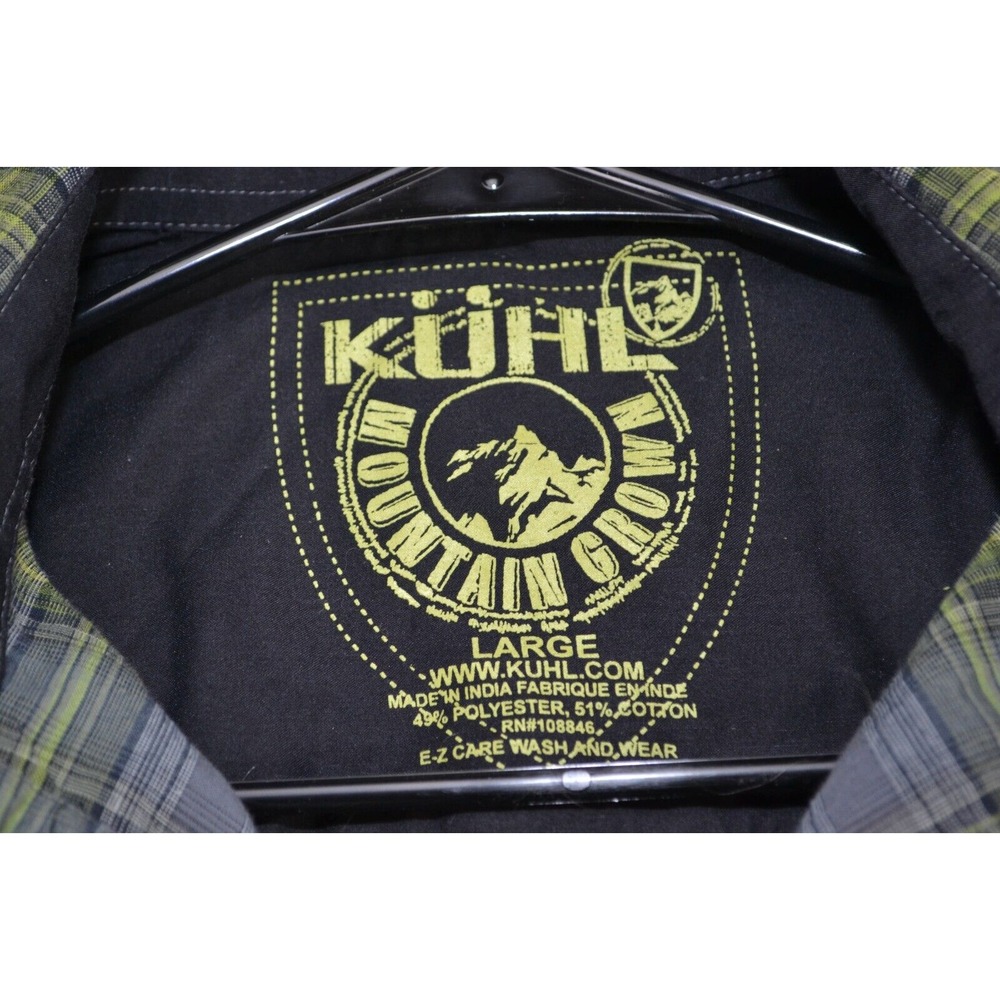 Kuhl Mountain Crown Shirt Mens L Lime Gray Plaid Long Sleeve Classic Button-Up - Picture 8 of 16